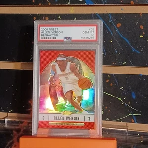 2008 Topps Finest Allen Iverson Red Refractor PSA 10 Nuggets NBA - Picture 1 of 4