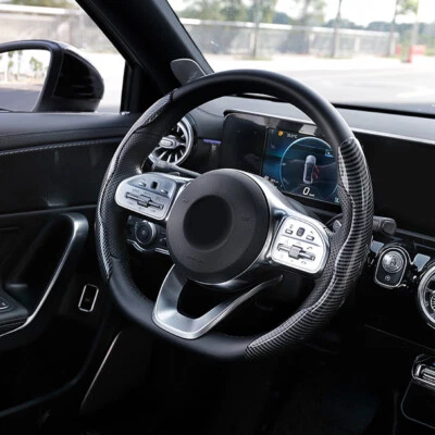2PCS Carbon Fiber Car Steering Wheel Booster Cover Non-Slip Car Accessories - Image 1 of 4