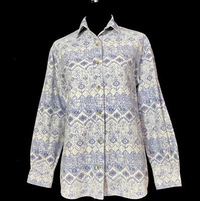 Camisa Cabelas PEQUEÑA Azul Rojo Azteca Botón Geométrico Algodón Pesado Perú Foto 1 de 4