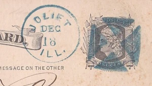 FANCY BLUE GREEN 4 TRIANGEL CANCEL 1878, JOLIET, ILL. - Picture 1 of 3