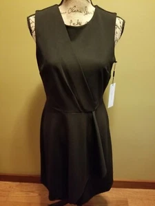 NWT Womens Calvin Klein Sleeveless Faux Wrap Dress Black 8 - Picture 1 of 12