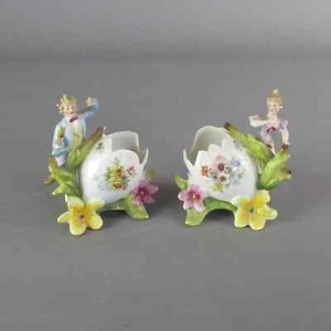 Antique Pair Of Porcelain Figurines Miniature Posy Vase 4" England - Picture 1 of 11