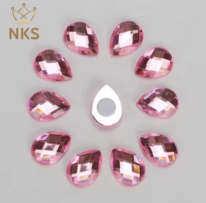 50 x NKS® pink Glue on Flat Back Teardrop Crystals, Pear Shape Rhinestone 5x10mm - Picture 1 of 1