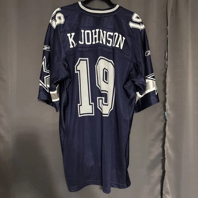 Vintage Dallas Cowboys Keyshawn Johnson #19 Jersey Size L Reebok Blue Football - Image 1 of 4