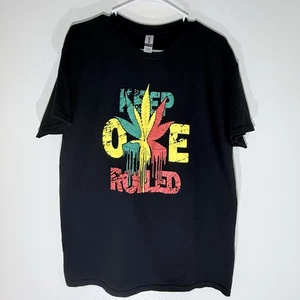 Keep One Rolled T Shirt Size Large Black 420 Marijuana Cannabis Rasta Men's - Picture 1 of 4