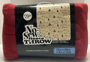 Holiday Words Trees On Tan 100% Polyester Fleece - No Sew Throw Kit Ages 5+ - Picture 1 of 3