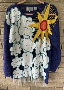 Vintage TLC By Lambert Cloud Sun Sky PULLOVER Large Ramie Baumwolle Selten Medium - Bild 1 von 23