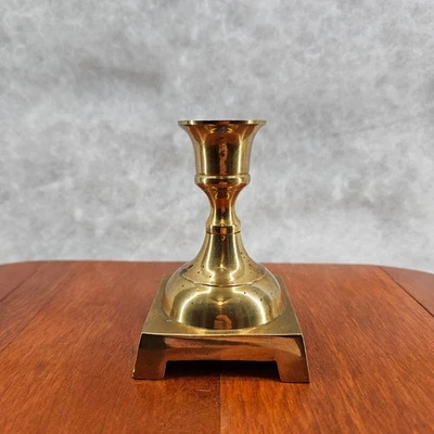 Pier 1 Vtg Brass Candlestick Holder Sm Square Home Holiday Decor Made in India - Image 1 of 4