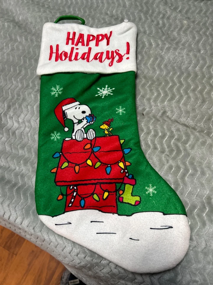 PEANUTS SNOOPY & WOODSTOCK with Lights Christmas Stocking by Kurt Adler