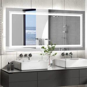 XXL Adjustable LED Bathroom Mirror Wall Mounted Vanity Mirror Grooming Shaving - Picture 1 of 30