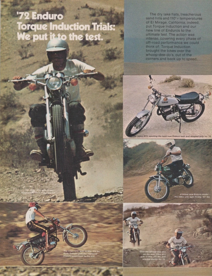 1972 YAMAHA ENDUROS RT2 DT2 CT2 AT2 LT2 С ИНДУКЦИЕЙ КРУТЯЩЕГО МОМЕНТА ПРОДАЖИ РЕКЛАМЫ ВИНТАЖНЫЙ - Изображение 1 из 1