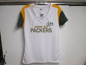 GREEN BAY PACKERS (TX3 NFL.COM) WOMENS LACE V NECK JERSEY (XL) NWT $40 WHITE