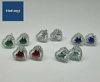 Orecchini Donna in Argento 925 . Orecchini a lobo con Cuore con zirconi kate - Immagine 1 di 4