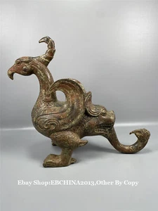 Estatua de bestia de pájaro de bronce de 11,4" antigua de la dinastía Shang Zhou de China - Imagen 1 de 9