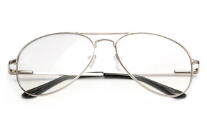 Clear Lens Spring Hinged Metal Frame Pilot Cop Style Glasses Shades New UV 100% - Picture 1 of 10