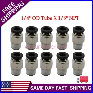 (Qty 10) 1/4" OD Tube X 1/8" NPT Pneumatic Fitting Push To Connect Air Fitting - Picture 1 of 7