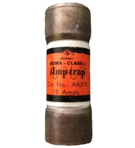 A4J15 GOULD SHAWMUT 15 AMP 600 VOLT CLASS J FUSE- CROSS W/ JKS, JLS, JCL --SES - Picture 1 of 1
