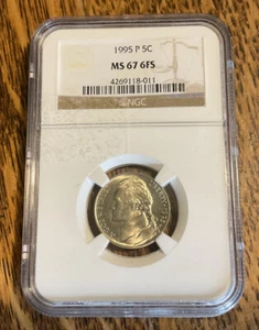 1995 P Nickel Jefferson NGC MS-67 6FS - Picture 1 of 2