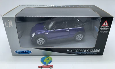 Welly Mini Cooper S Cabrio, modello in scala 1:24 - 1:25, (2792), vintage - Immagine 1 di 4