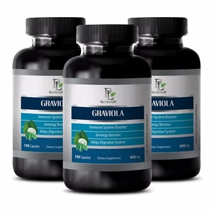 Immune support - GRAVIOLA 650MG - natural weight control 3 Bottles 300 Capsules - Picture 1 of 12