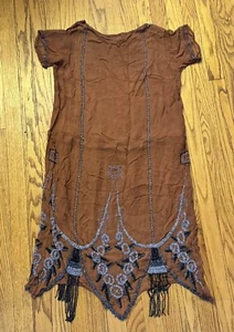 1920s Antique Dress Sheer Heavily Beaded Dropwaist Dress Super Nice! - Picture 1 of 21