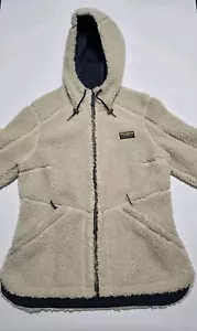 Abrigo polar LL BEAN Mountain Pile chaqueta sherpa con capucha beige talla mediana para mujer - Imagen 1 de 21