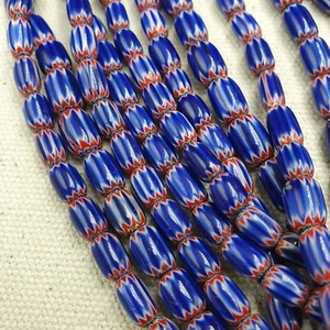 Tiny Blue Venetian Style Chevron Beaded Necklace - Picture 1 of 22