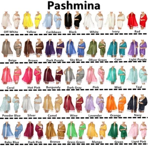 Großhandel Posten massive Seide Pashmina Schal LANG 78X28 Halstola Wolle seidiger Schal - Bild 1 von 8