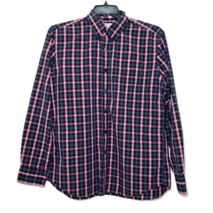 J. Crew Mens Check Long Sleeve Button Down Shirt Large Tailored Fit Red Casual - Picture 1 of 8