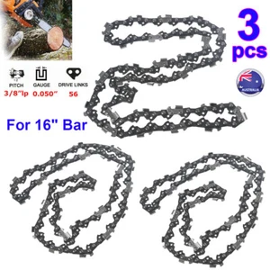 3X 16" Chainsaw Chain & Pole Saw Chains .050" Gauge 3/8" LP pitch 56 Drive Link - Picture 1 of 5