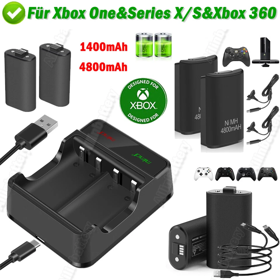 Wiederaufladbare Akku für Xbox S/X & Xbox ONE & Xbox 360 Controller Ladegerät - Bild 1 von 4