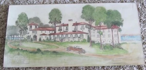 COLORFUL ORIGINAL ARCHITECTURAL DRAWING  FOR FOREST LAKE C.C. CIRCA 1920'S - Picture 1 of 3