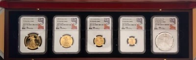 1995-W  4-COINS SET GOLD EAGLE NGC  PF70 WITH 1995-W  S$1  SIGNED BY  MERCANTI - Image 1 of 4