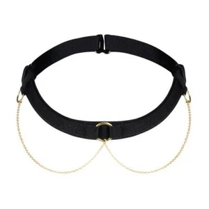 Noir Handmade - Edles Samt Halsband mit goldfarbenen Ketten schwarz - Bild 1 von 1