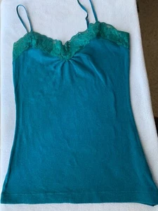Worthington Sexy Camisole Medium Teal Blue Lace Trim EUC/NEED SURGERY $$ - Picture 1 of 3