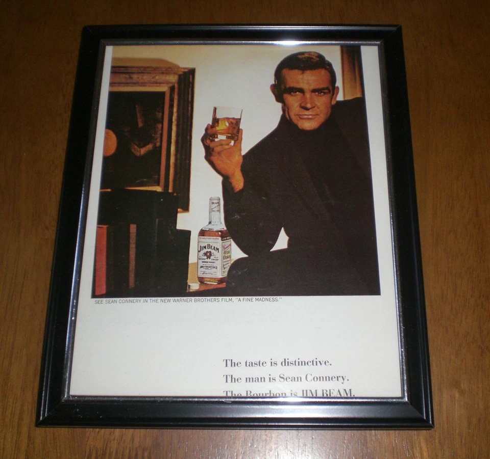  SEAN CONNERY JIM BEAM BOURBON FRAMED COLOR AD PRINT  - Image 1 of 1