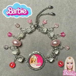 BARBIE Pink Handmade Silver Slider Cabochon Charm Bracelet/Jewelry Gift✨NEW - Picture 1 of 13