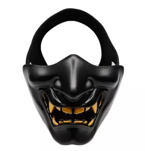 Half Face Masks Monster Kabuki Samurai Airsoft Evil Hannya Oni Noh Cosplay Party - Picture 1 of 20