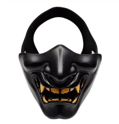 Half Face Masks Monster Kabuki Samurai Airsoft Evil Hannya Oni Noh Cosplay Party - Image 1 of 4