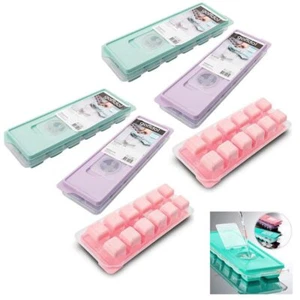Ice Cube Trays 6pk Silicone Removable Lid Easy-Release Flexible 12-cube Tray BPA - Picture 1 of 1