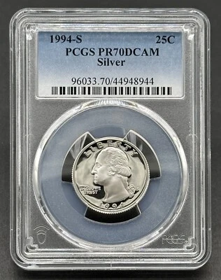 Stunning American 1994S 25C Graded Washington silver Quarter PCGS PR70DCAM Proof - Image 1 of 2