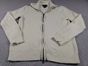 VTG Steve & Berrys  Sweater Womens SZ Medium Full Zip Boho White Ribbed Knit - Picture 1 of 7
