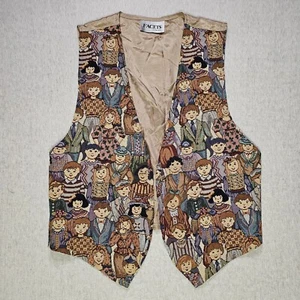 Vintage Facets Tapestry Vest MEDIUM Open Front Diversity Careers - Picture 1 of 9