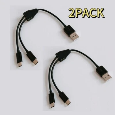 2PACK 20CM 2 in 1 USB to Dual Type C Charger Cable Power 2 Type C Devices - Image 1 of 4