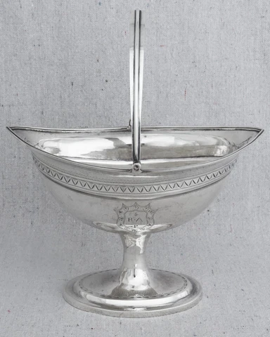 Antique George III Irish Sterling Silver Sugar Basket Monogram RAP Circa 1799 Cover