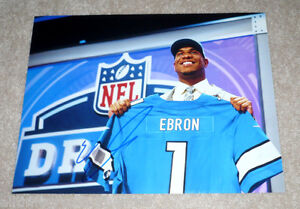 DETROIT LIONS ERIC EBRON HAND SIGNED 2014 NFL DRAFT 11X14 PHOTO W/COA UNC PROOF