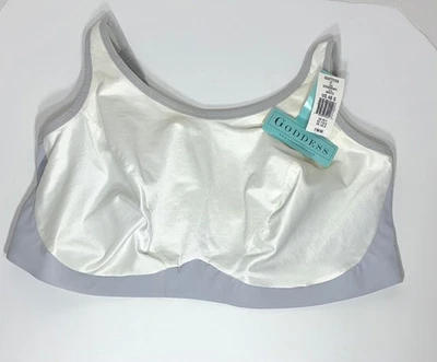 Sujetador deportivo Goddess EE. UU. 48G UK 48F EU 110G FR 125G blanco gris inalámbrico cierre trasero Foto 1 de 4