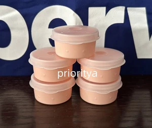 Tupperware 1oz Smidgets Condiment Pill Dressing Container Set 5 Blush Pink New - Picture 1 of 3