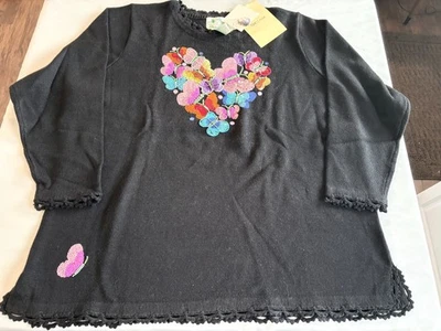 NWT QUACKER FACTORY SIZE 2X- EMBELLISHED SWEATER  SEQUIN BUTTERFLIES- QVC - Image 1 of 3