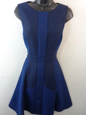 Trina Turk Dress Women's 6 Blue Black Sleeveless A-Line Lined - Image 1 of 4